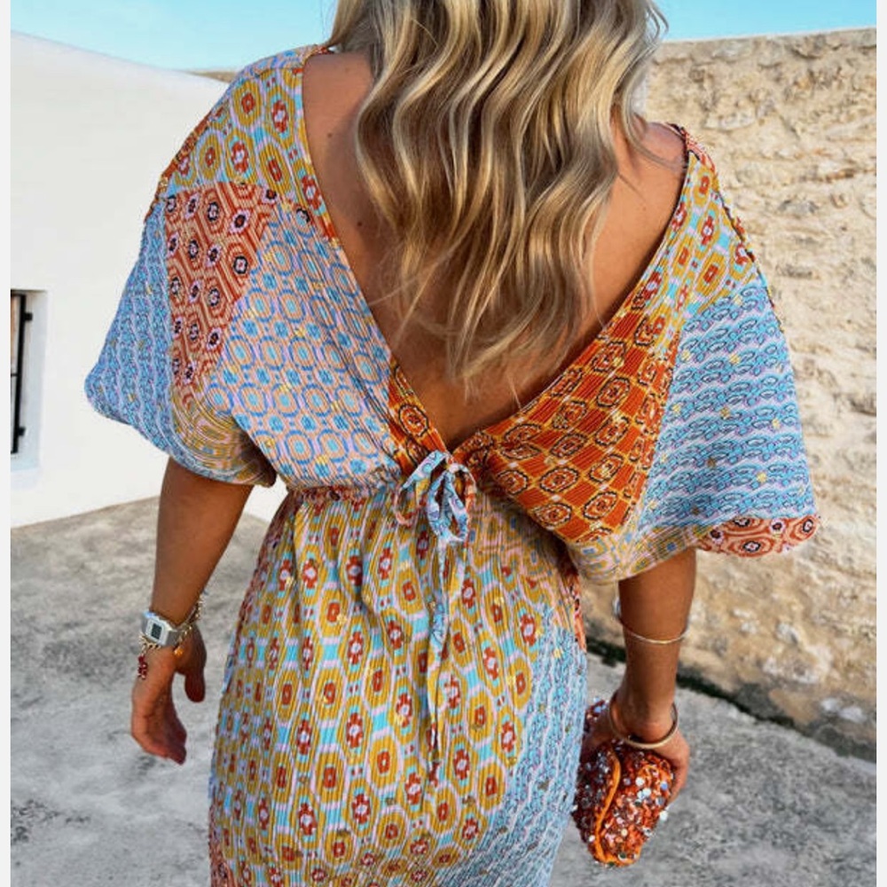 Never Fully Dressed Multicolor Patchwork Print Pl… - image 2